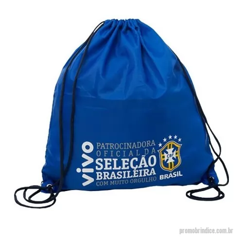 Mochila saco personalizada - Mochila saco produzida em nylon com duas alças e gravação em Silk.  BRINDE VIVO