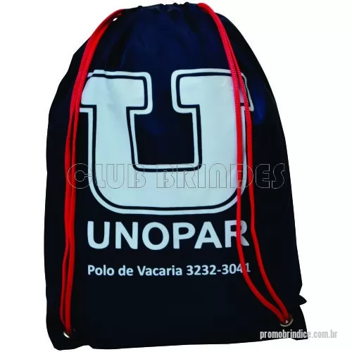 Mochila saco personalizada - Sacola mochila com alça dupla de ombro em cordão. Disponível em várias cores. Gravação da Logomarca em 1 Cor já inclusa.  Tamanho: 40 cm X 30 cm.  Revestimento Externo: Nylon.