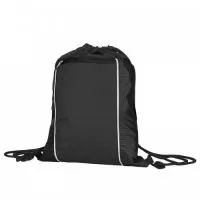Mochila saco em fibra de poliéster resistente à água com bolso frontal.