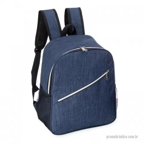 Mochila térmica personalizada - Mochila térmica de poliéster 15 litros com dois compartimentos e bolsos laterais em malha. Compartimento principal com revestimento térmico.