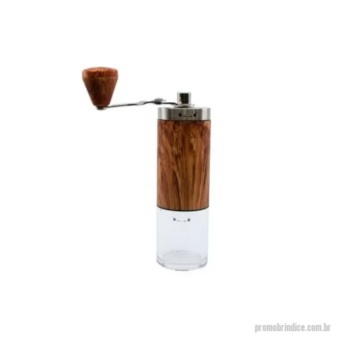 Moedor de café personalizado - Moedor de Grãos de café manual em vidro, alumínio e madeira.