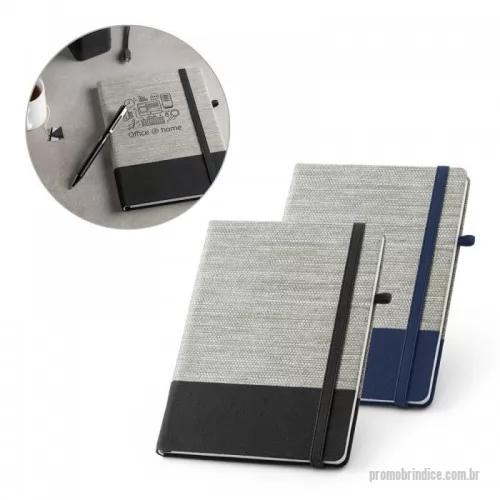 Moleskine personalizado - Caderno A5 com capa dura em palha e algodão canvas. Contém 96 folhas pautadas, fita separadora, elástico e suporte para esferográfica (não inclusa). 150 x 210 mm