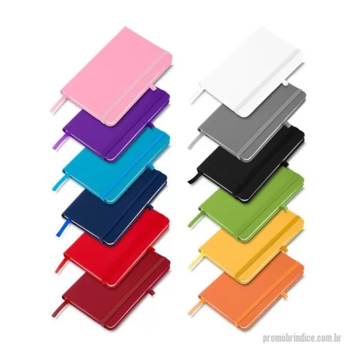 Moleskine personalizado - Caderneta de anotações Emborrachada com elástico, suporte para caneta, capa dura em material sintético, miolo 80 folhas pautadas na cor bege.