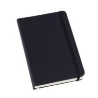 Caderneta tipo moleskine  Preto com pauta, formato 10x15cm, 80 folhas dcom pauta, Capa de couro sintetico emborrachado - com elastico 