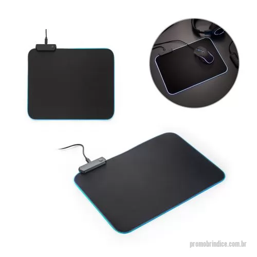 Mouse pad personalizado - Tapete para jogos em poliéster com base antiderrapante em borracha. Iluminação periférica em RGB, configurada em 15 modos, proporciona uma melhor experiência de jogo. A configuração destas luzes pode ser realizada manualmente permitindo que estabeleç
