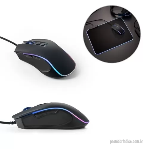 Mouse personalizado - Mouse para jogos em ABS e acabamento emborrachado com 7 botões e iluminação RGB com 8 modos possíveis. Formato ergonômico desenhado para conforto e desempenho de uso prolongado. Configuração de alta precisão até 7200 DPI. Fio resistente em nylon de 1.5 m. Fornecido em caixa presente. 125 x 67 x 39 mm | Caixa: 140 x 95 x 45 mm