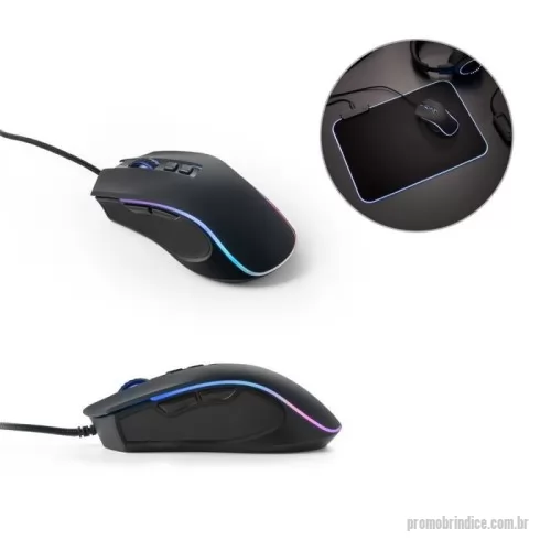 Mouse personalizado - Mouse para jogos em abs e acabamento emborrachado com 7 botões e iluminação rgb com 8 modos possíveis.