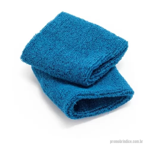 Munhequeira personalizada - Par de munhequeiras esportivas para absorção de suor, confeccionadas em tecido atoalhado composto por poliéster, polipropileno e fibra elástica à base de dieno.  Altura :  8,5 cm  Largura :  8,5 cm  Profundidade :  1,1 cm