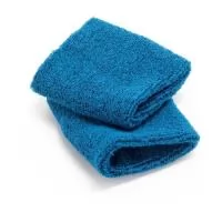 Par de munhequeiras esportivas para absorção de suor, confeccionadas em tecido atoalhado composto por poliéster, polipropileno e fibra elástica à base de dieno.  Altura :  8,5 cm  Largura :  8,5 cm  Profundidade :  1,1 cm