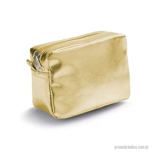 Nécessaire personalizado - Bolsa Multiuso para Cosméticos Personalizadas, MEDIDAS 130 x 90 x 60 mm, MATERIAL PVC BRILHANTE, CORES PRATA E DOURADO