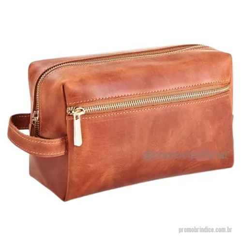 Nécessaire personalizado - Necessaire em couro legítimo ou sintético Alça de mão Bolso lateral com zíper Forro em Suede Gravação baixo relevo Diversas cores