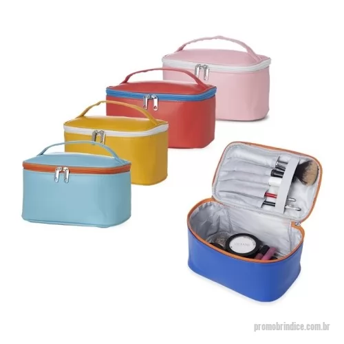 Nécessaire personalizado - Nécessaire de poliuretano impermeável com divisórias para organização.
