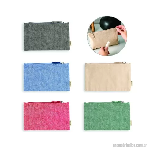 Nécessaire personalizado - Bolsa multifunções em 70% algodão reciclado e 30% poliéster reciclado (140 g/m²). Interior com forro 100% algodão. 225 x 120 mm