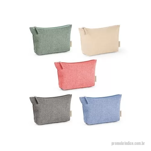 Nécessaire personalizado - Bolsa multifunções em 70% algodão reciclado e 30% poliéster reciclado (140 g/m²). Interior com forro 100% algodão. 250 x 140 x 60 mm