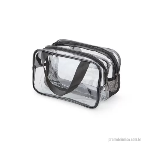 Nécessaire personalizado - Nécessaire de PVC. Possui dois compartimentos e duas alças laterais de mão em nylon.