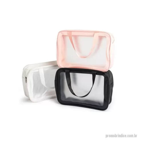 Nécessaire personalizado - Nécessaire de PVC e PU resistente à água, com duas alças laterais de mão.