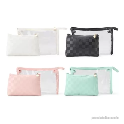 Nécessaire personalizado - Kit nécessaire duas peças em PU e PVC.