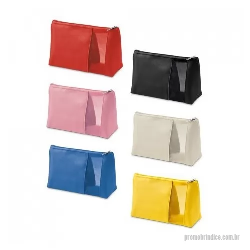 Nécessaire personalizado - Bolsa de cosméticos em microfibra e tela mesh, com zíper. 