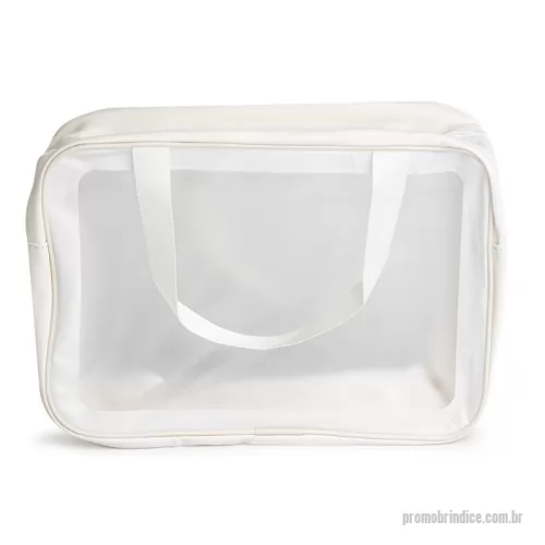 Nécessaire personalizado -  Nécessaire em PVC e PU com Alças Laterais – Resistente à Água Organize seus itens com praticidade e sofisticação! Esta nécessaire espaçosa, confeccionada em PVC e PU de alta durabilidade, é resistente à água e perfeita para armazenar cosméticos, acessórios ou produtos de higiene pessoal com segurança.  Com duas alças laterais de mão, oferece mobilidade facilitada e conforto no transporte. Seu design moderno e amplo espaço interno tornam esta peça ideal para o dia a dia, viagens ou como brinde corporativo de alto valor percebido.  ???? Especificações Técnicas: Altura: 23 cm  Largura: 31 cm  Profundidade: 10 cm  Peso aproximado: 163 g  Material: PVC + PU (resistentes à água)  Alças: Duas alças de mão laterais  Área para gravação (CxL): 25 cm x 17 cm