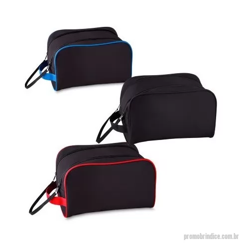 Nécessaire personalizado - Nécessarie tecido poliéster 600D e detalhe em PVC,cursor duplo para fechamento com alça,trava com velcro,alça de mão,gravação Frontal.