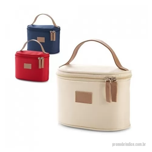 Nécessaire personalizado - Bolsa de cosméticos em microfibra com detalhe em c. sintético e zíper duplo. 180 x 120 x 100 mm