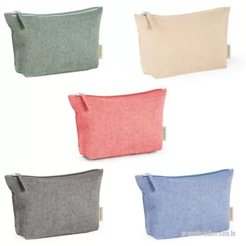 Nécessaire personalizado - Bolsa multifunções em 70% algodão reciclado e 30% poliéster reciclado (140 g/m²). Interior com forro 100% algodão. 200 x 125 x 40 mm