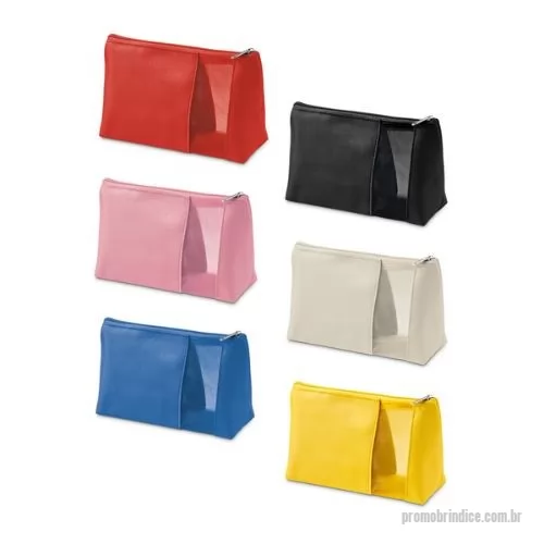 Nécessaire personalizado - Bolsa de cosméticos em microfibra e tela mesh, com zíper. 210 x 130 x 85 mm