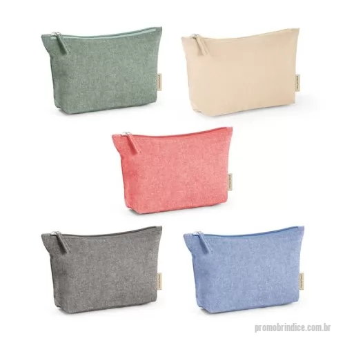 Nécessaire personalizado - Bolsa multifunções em 70% algodão reciclado e 30% poliéster reciclado (140 g/m²). Interior com forro 100% algodão. 250 x 140 x 60 mm