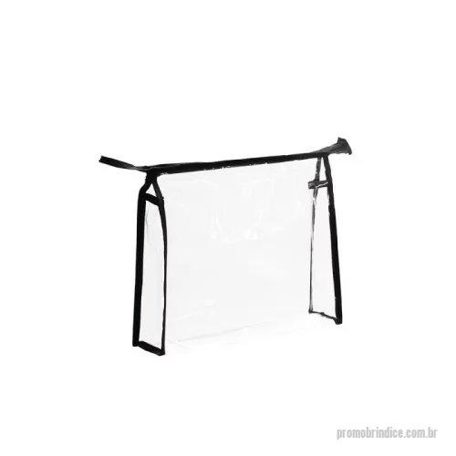 Nécessaire personalizado - Nécessaire em PVC transparente com fechamento em zíper e detalhes em nylon, incluindo uma pequena alça lateral