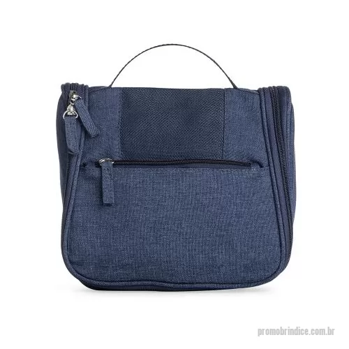 Nécessaire personalizado - Necessaire organizadora em nylon Oxford, bolso frontal e alça superior, gancho plástico interno, bolso de tela, 4 divisões de bolsos em tela.