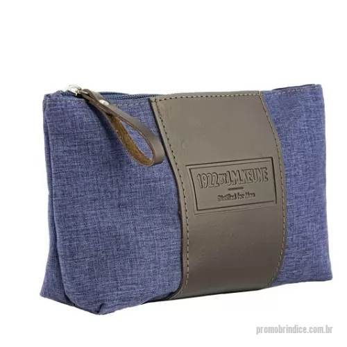 Nécessaire personalizado - NECESSAIRE COSMETICO HIGIENE COM COURO  E  TECIDO  COM LOGO  PERSONALIZADO