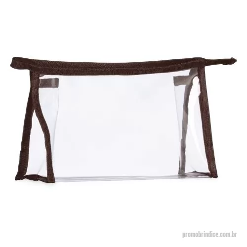 Nécessaire personalizado - Necessaire plástica transparente com detalhe colorido em nylon.