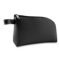 Necessaire em couro sintético preto com alça lateral 