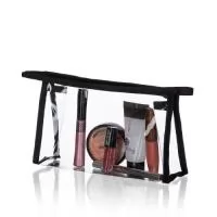 Necessaire de plastico personalizada, confeccionada em PVC transparente com zíper colorido. O brinde possui baixo custo além de amplo espaço para personalizar o logotipo de empresas e parceiros comerciais.