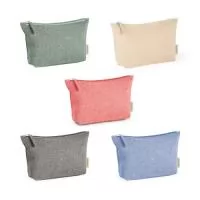 Bolsa multifunções em 70% algodão reciclado e 30% poliéster reciclado (140 g/m²). Interior com forro 100% algodão. 200 x 125 x 40 mm
