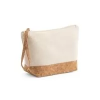 Bolsa de cosméticos 100% algodão (280 g/m²) com detalhes em cortiça no fundo da bolsa, e puxador que também tem a função de pega para facilitar o transporte. O interior é forrado, sendo de fácil limpeza e rápida secagem, ideal para guardar maquiagem. 