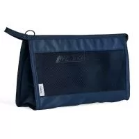 Nécessaire respirável de poliéster com pequeno bolso resistente à água.