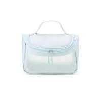 Nécessaire em PU com abertura ampla, visor translúcido, alça para transporte. Bolso interno e cabide plástico.