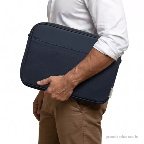 Pasta executiva personalizada - Porta notebook confeccionado em material polyester-cotton com tecido tipo canvas, bolso frontal com interior acolchoado, compartimento interno compatível com notebooks de até 15,6