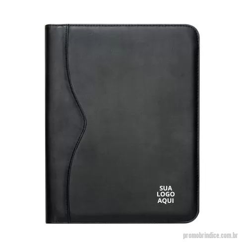 Pasta para congresso ou convenção personalizada - Pasta convenção de couro sintético, possui calculadora solar plástica de 8 dígitos, suporte para cartão, suporte com visor para cartão de identificação, suporte para arquivar documentos, suporte para caneta(não acompanha caneta) e bloco com 20 folhas pautadas.