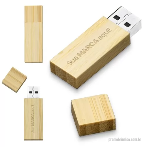 Pen Drive ecológico personalizado - Pen drive ecológico. Corpo de bambu com tampa. Capacidade de armazenamento 4Gb, 8Gb ou 16Gb 