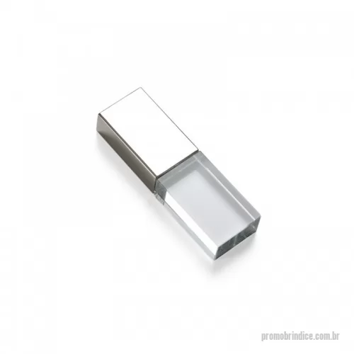 Pen Drive personalizado - Pen drive de vidro com tampa plástica prata espelhada.