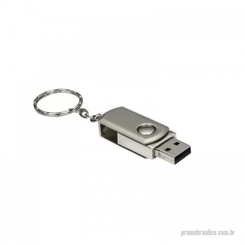 Pen Drive personalizado - Mini pen drive giratório 4GB de metal, carcaça fosca e acompanha chaveiro.