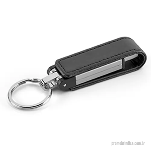 Pen Drive personalizado -  Chaveiro pen drive. Couro sintético. Capacidade: 8GB.