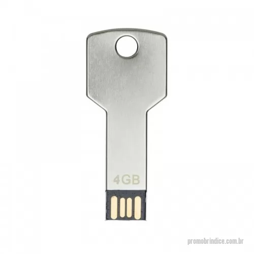 Pen Drive personalizado - Pen drive alumínio formato chave 4GB/8GB.  Medidas aproximadas para gravação (CxL):  2,5 cm x 1 cm  Tamanho total aproximado  (CxL):  6,3 cm x 2,4 cm  Peso aproximado (g):  5