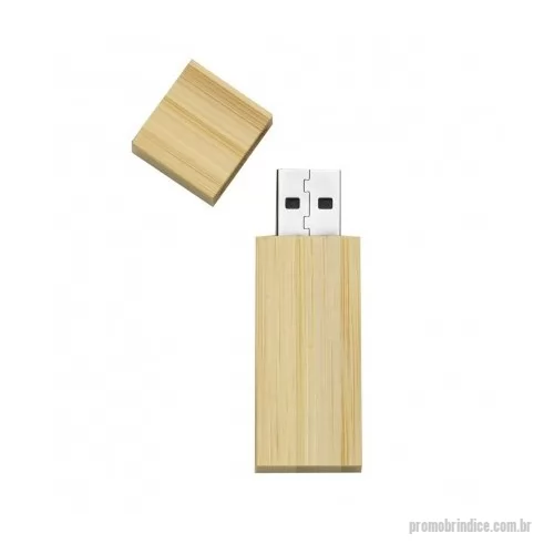 Pen Drive personalizado - Pen drive 4GB de bambu com tampa de imã, frente e verso lisos.