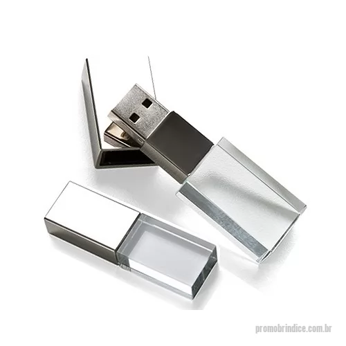 Pen Drive personalizado - Pen Drive 4GB de Vidro com tampa plástica prata espelhada.