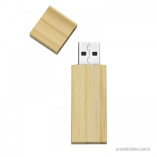 Pen Drive personalizado - Pen drive 4GB de bambu com tampa de imã, frente e verso lisos.