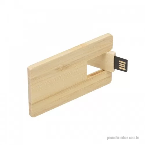 Pen Drive personalizado - Pen card 4GB retangular de madeira, compartimento da memória giratório.