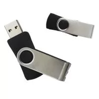 Pen Drive 4 GB, capa protetora de metal e corpo de plástico resistente.